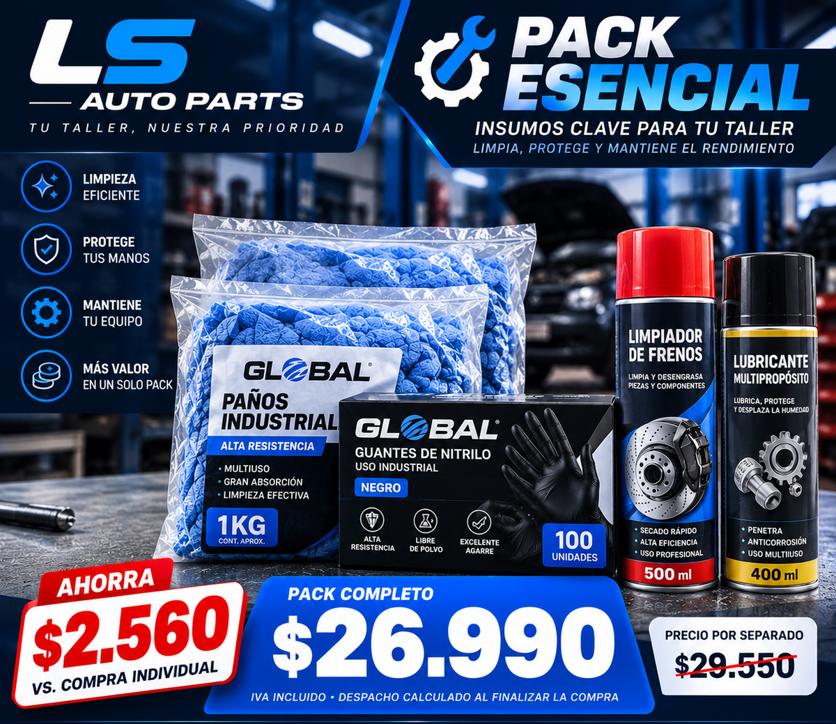 Pack Esencial para Taller Mecánico | Limpieza y Mantenimiento